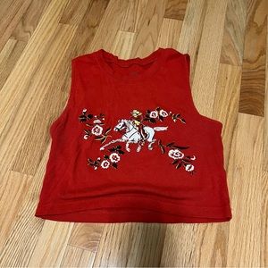 COWBOY OPEN BACK GRAPHIC CROP